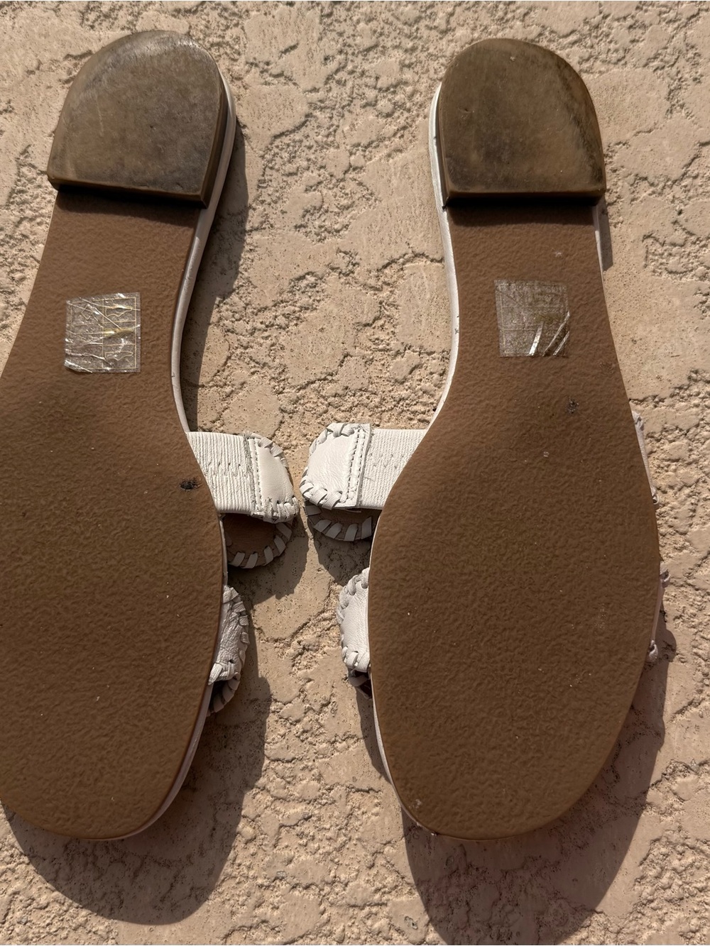 Jack Rogers Navajo Double Strap Slide Sandals Ivory Leather Whipstitched Size 9 - Picture 8 of 8